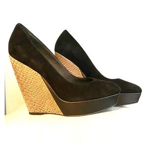 Steve Madden suede and snake platform wedges heels pumps